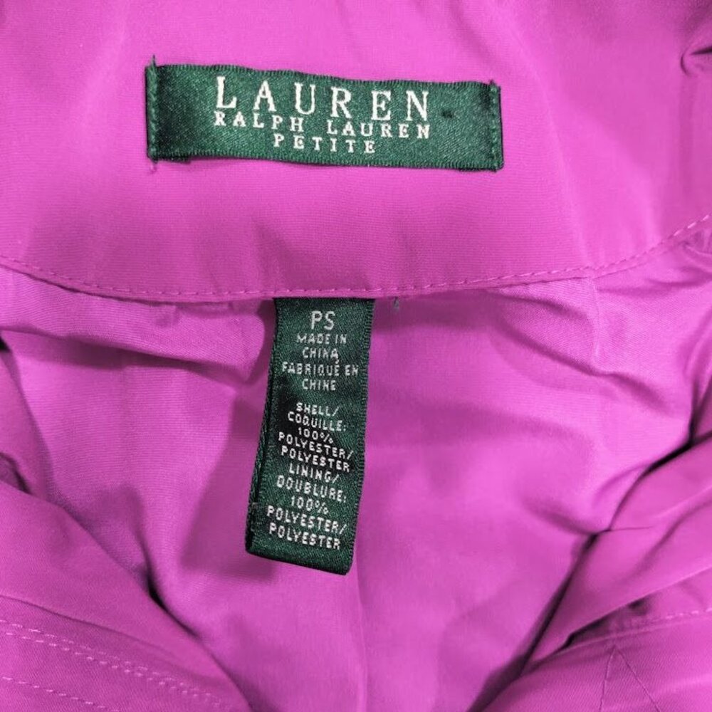 Lauren Ralph Lauren Long Sleeve Twee Utility Hooded Raincoat Jacket Purple PS - Picture 6 of 14